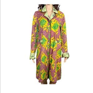 Joshi Rare Vintage Boho Floral Print Buttoned Quilted Cotton Long Jacket 8